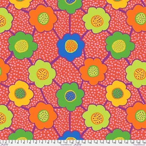 KAFFE FASSETT BRANDON MABLY FLORAL CONNECTIONS BM99 RED GEOMETRIC FABRIC 1/2 YD - Picture 1 of 2