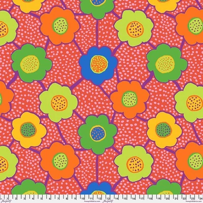 TELA GEOMÉTRICA KAFFE FASSETT BRANDON MABLY CONEXIONES FLORALES BM99 ROJA 1/2 YD Foto 1 de 2