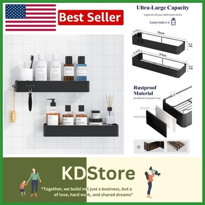 Caddies de ducha adhesivos a prueba de óxido X-Large - Paquete doble para espaciosos, sin goteo... - Imagen 1 de 4