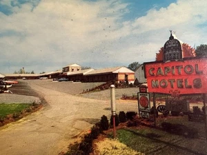 Capitol Motels Route 22 Harrisburg 1950's Color Lithograph Pennsylvania 55 Rooms - Bild 1 von 3