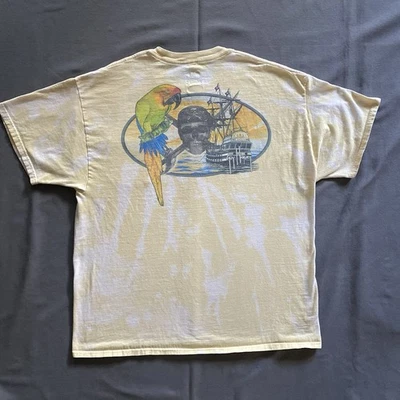 2010s Guy Harvey T Shirt Mens Size XL Yellow Bleach Dye Pocket Skull Pirates - Image 1 of 4