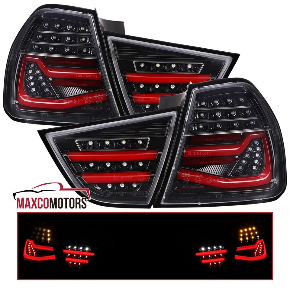 Jet Black Tail Lights Fits 2009-2011 BMW E90 325i 328i 3-Series Sedan LED Lamps Foto 1 de 4