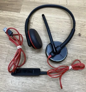 Poly Plantronics PLT C3200 Red Wire USB Headset Microphone Clean & Working - Picture 1 of 9