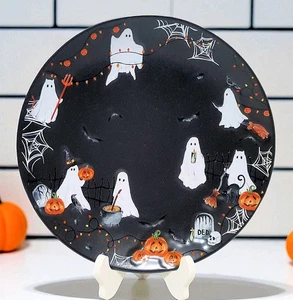 NEW Pottery Barn SCARY SQUAD Dinner Plate 11" Stoneware Halloween Ghosts - Picture 1 of 4