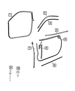 Genuine Mopar Front Door Flush Glass Weatherstrip Left 68591913AC - Picture 1 of 1