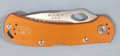 Awesome Buck Knife 722 Spitfire Orange Anodized Aluminum Handle Drop Point Blade - Image 1 of 4