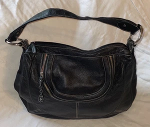 FRANCO SARTO Schwarz Leder Schultertasche Handtasche Geldbeutel Hobo - Bild 1 von 8