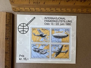 Noruega 1980 NORWEX Hoja de recuerdo - Aviación y zepelín - MNH Oslo Philatelic - Imagen 1 de 2