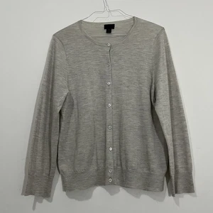 J. Suéter Crew 100% Cachemira Italiana Cárdigan Mujer XL Gris Ligero Botón - Imagen 1 de 18