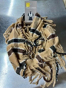 Neu Falls Creek Infinity Schal weich Herbst camel & schwarz kariert 100 % Polyester - Bild 1 von 4