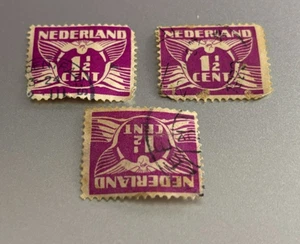 Nederland Postage Lot 0f 3 ~ 11/2¢ Purple Stamp used ~ c.1925 #6 - Bild 1 von 2