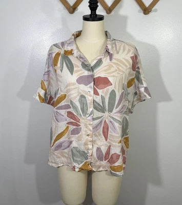 Nicole Miller Linen Top Large  - Image 1 of 4