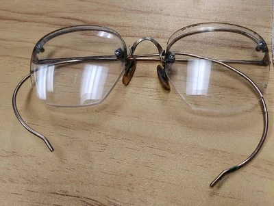 Vintage USA 12K Gold Filled Rimless Eyeglasses Frames For Parts. - Image 1 of 4