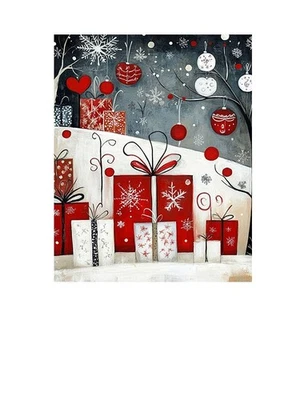 16x20 Red and White Gifts Christmas Canvas Wall Art Canvas Print - Image 1 of 4