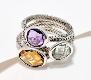 Artisan Crafted by Robert Manse Ring Sterling Silver Gemston Stak QVC $197 SZ  6 - Picture 1 of 3