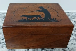 VINTAGE JAGDSZENE HOLZ SCHMUCKKÄSTCHEN - Bild 1 von 6