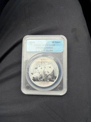 2010 1 oz Chinese Panda 10 Yuan Silver Coin ANACS MS-70  - Image 1 of 2