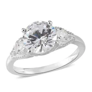 Simulierter Diamant Ring mit 3 Steinen in Sterlingsilber Größe 8 - Bild 1 von 4