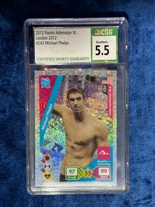 2012 Panini Adrenalyn XL London # 243 Michael Phelps Foil Limited Ed CSG 5.5 EX+