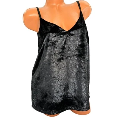 MinkPink Shadow Lux Tincel Cami Womens Black Sleeveless Shimmer Top Size S - Image 1 of 4