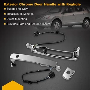Exterior Door Handle Front Left Driver Side Chrome with Keyhole for Nissan Rogue - Picture 1 of 7