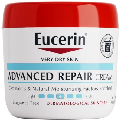 Eucerin Crema Reparadora Avanzada Piel Muy Seca Ceramida 3 Sin Fragancia 16 OZ Foto 1 de 4