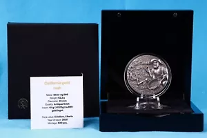 Liberia 5 $ 2025 California gold rush 2 Oz Silber 999 Antik Finish HR mit OVP - Bild 1 von 11