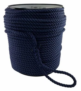 12mm Navy 3st Nylon Rope x 70m Anchor Rope On A Reel With 10 Inch Soft Eye - Picture 1 of 6