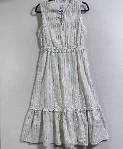 ¡NUEVO CON ETIQUETAS! Nuevo Vestido Midi Brillante J.Crew Sin Mangas Rayas Pasteles 10 Tiene Bolsillos - Imagen 1 de 10