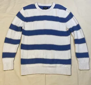 Men’s Abercrombie & Fitch Striped Blue & White Sweater Crewneck - Medium - Picture 1 of 4