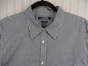 Chaps No Iron Shirt Women's 2X Black Gingham Long Sleeve Button Up Casual - Picture 1 of 8