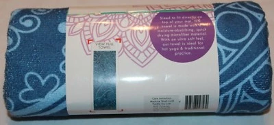 Ultra Soft Blue Floral Geometric Yoga Towel Mat 24x68 YT301 - Image 1 of 2