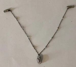 Vintage Faux Pearls Silver Tone Chain Sweater Guard w/Etched Clips - Picture 1 of 6