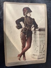 ACTRESS VAUDEVILLE: Newsboy Cabinet Card L. Montague COOL COSTUME1890 N566