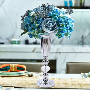 44cm Large Stunning Silver Iron Luxury Flower Vase Urn Wedding Table Home Decor - Picture 1 of 11
