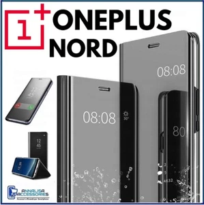 Cover Flip For ONEPLUS NORD Case Book Black A Mirror Clear View 360° - Picture 1 of 10