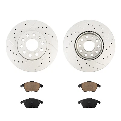 Front Drilled Brake Rotors Brake Pad For 2005-2014 Volkswagen Jetta 2010-11 Golf - Изображение 1 из 4
