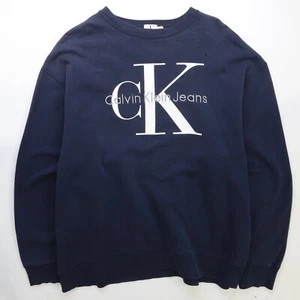 Sudadera Vintage Calvin Klein Jeans Cuello Redondo Talla XL Azul - Imagen 1 de 5