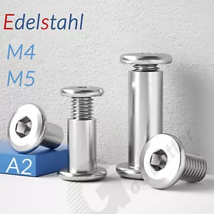 Möbelschrauben M4 M5 Flachkopfschrauben Hülsenmuttern A2 Edelstahl Innensechskan - Bild 1 von 54