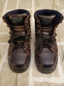 Mack Men's 6" Steel Toe Boots Sz 12 Padded Brown Leather Oil Resistant - Picture 1 of 7