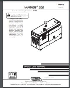 Lincoln Vantage 300 Welder Owner Operator Maintenance Manual 52 PAGES 2008 BOUND - Picture 1 of 1