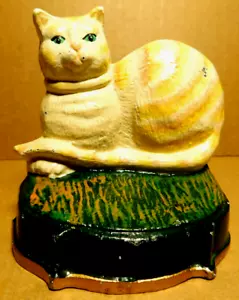 Cast Iron~Three Hands Corp. Hand Painted Cat Vintage Single Door Stopper RARE!! - Picture 1 of 24