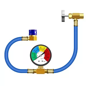 AC R134a Recharge Hose with Gauge Kit, Freon U Charge Hose 100 pounds per Squ... - Picture 1 of 8