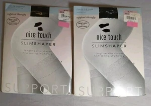 2 Pairs Nice Touch Slim Shaper Support Therapy Pantyhose Size A Black NEW NIP - Picture 1 of 3
