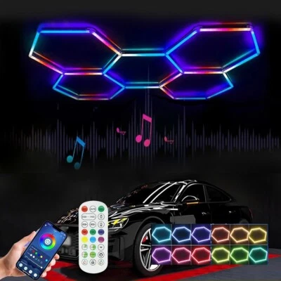 Hexagon LED Panel Light RGB With Remote Dimmable For Gym Gaming Basement Decor - Image 1 of 4