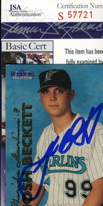 Josh Beckett 1999 Fleer Rookie JSA Coa Autograph Authentic Hand Signed