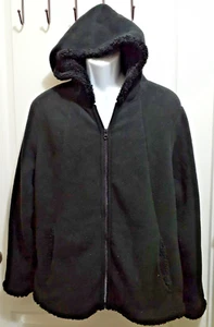Faded Glory Black Soft Fleece Zip Up Hooded Jacket Women's Size 18/20 - Picture 1 of 5