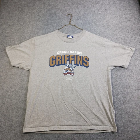 Grand Rapids Griffins Shirt Mens 2XL Reebok Gray Short Sleeve Canada Y2K 90s VTG Cover