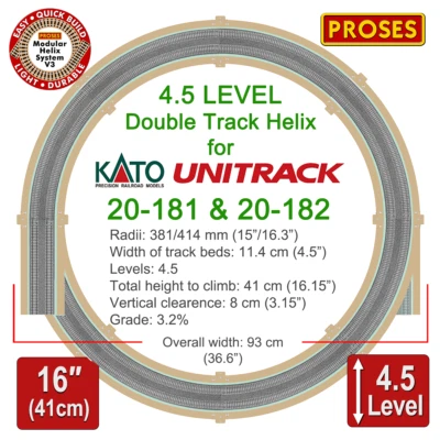 4.5 Level N Helix KATO 20-181 Double Track - Width: 93cm/36" Height: 41cm/16.2" - Image 1 of 4