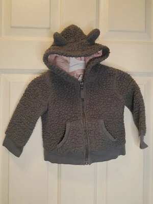 Adorable Girls Gray Zip Up Bear Ear Sweatshirt. Size 12 Months. Circo - Image 1 of 4